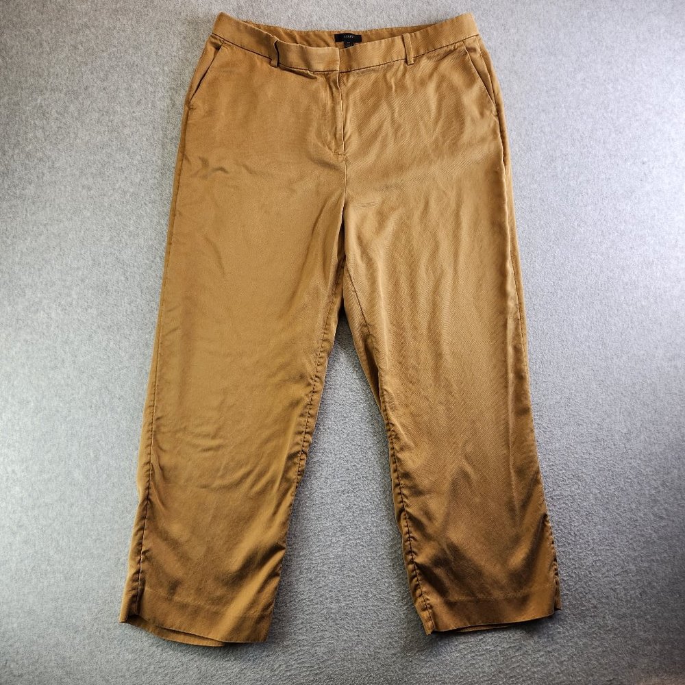 J Crew Wide Leg Pants Womens 16 Beige Ingrid Gramercy Twill Fall 2022 BK254